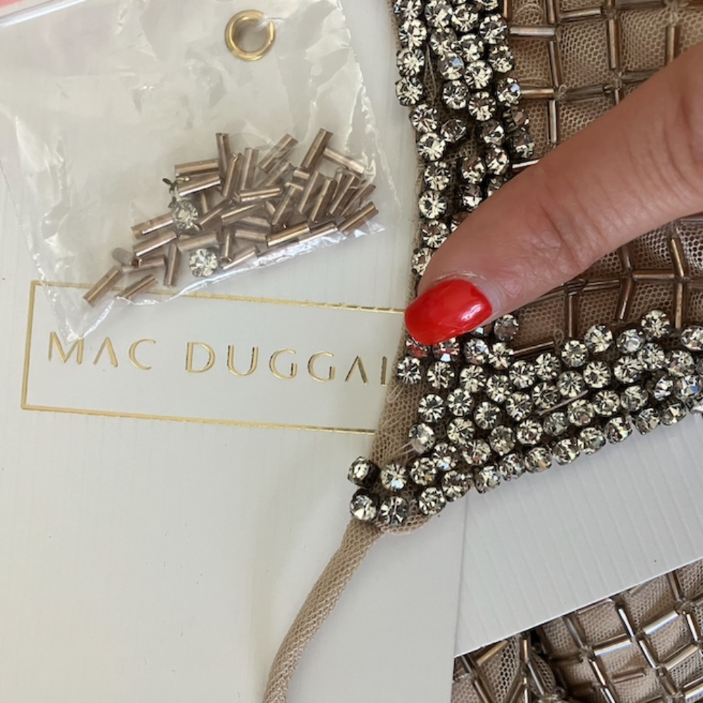 Mac Duggal Nude Beaded Slip Dress with Silver Trim - Picture 4 of 4